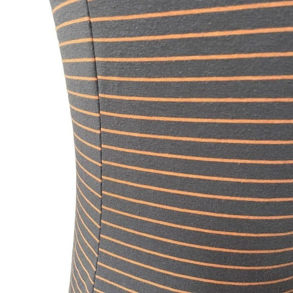 🍀 Lolë Gray Orange Striped Stretch Sleeveless Fit And Flare Dress Size S - Picture 6 of 10